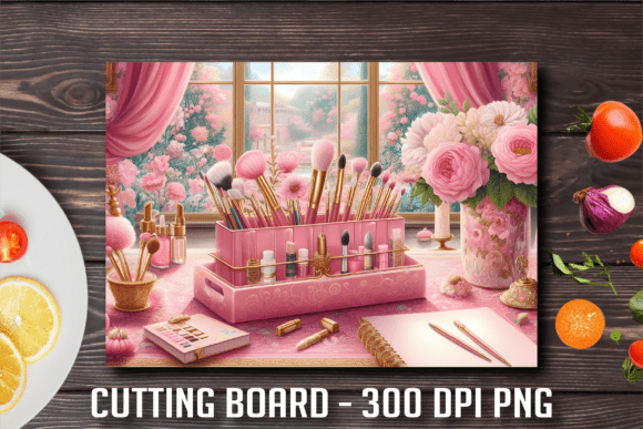 Download Floral Makeup Artist Desk Cutting Board - Makeup Collection