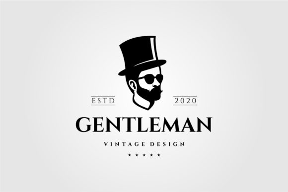 Download Gentleman Vintage Logo Man with Hat - Vintage logo Collection