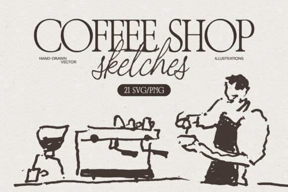 Download Coffee Shop Sketch Collection - Premium Resources