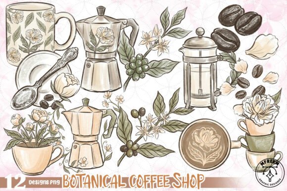 Download Botanical Coffee Shop PNG - Shop Collection