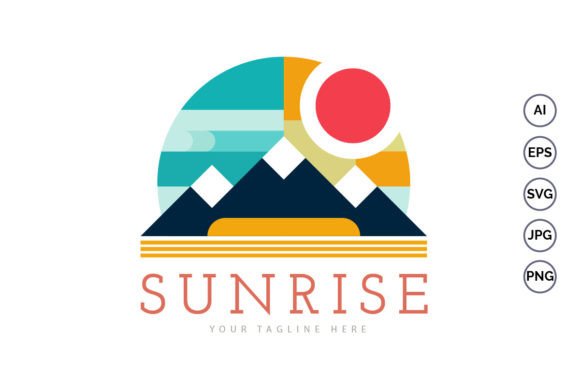 Download Mountain Sunrise Modern Geometric Logo - Modern Collection